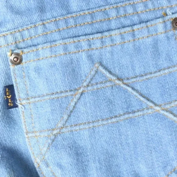 Vintage 70s Big E Levis Barnstormer Bellbottoms Pintuck Flare Denim Jeans22 in